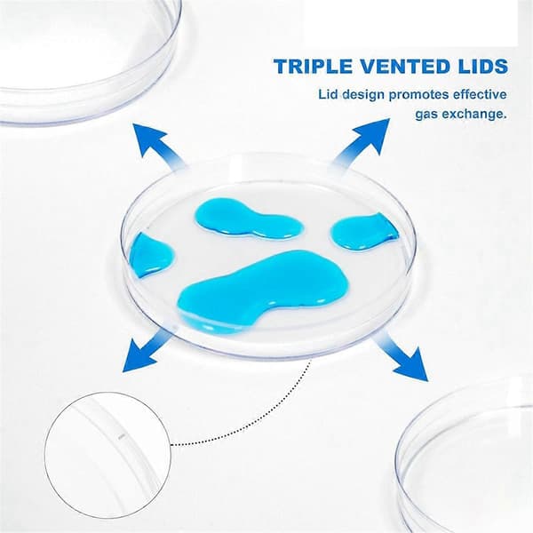 30-pack 60 x 15 mm Plastic Petri Dishes with Lids
