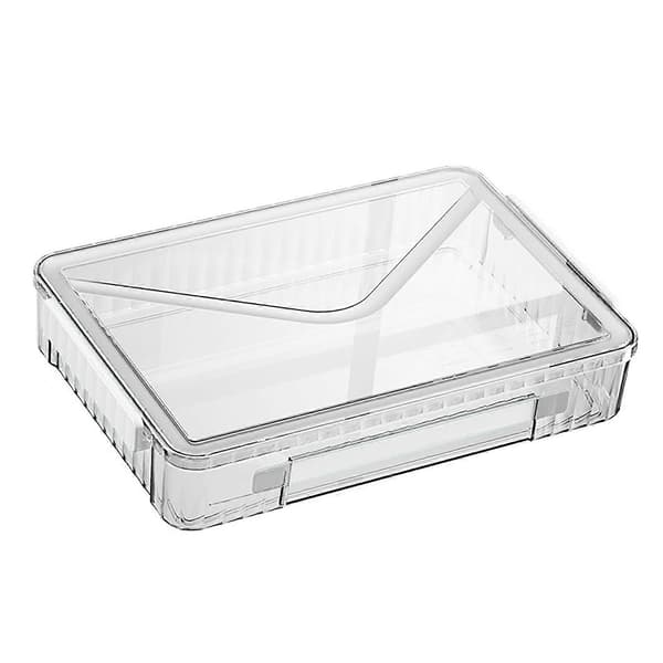 Certificate Storage Box Large Capacity Transparent Portable Scrapbook Paper Storage Bag with Handle for Document Files White