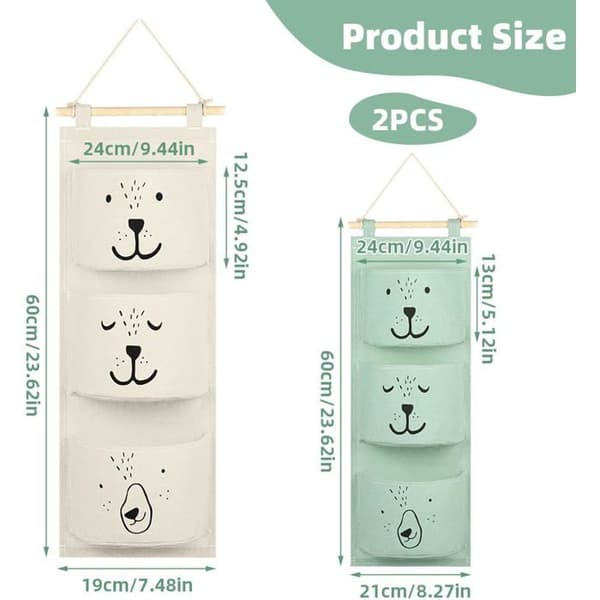 Hanging Storage, Fabric Wall Organizer for Over the Door, Stackable 3-Layer Hanging Bag, Waterproof Large Pocket Organizer