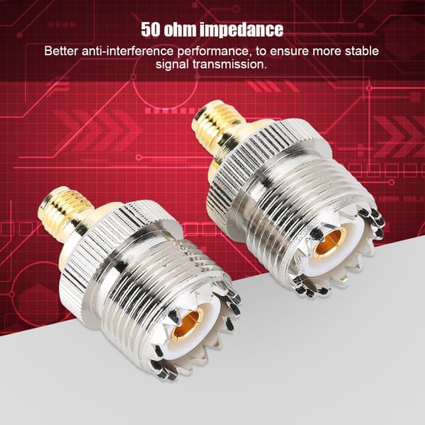 2 kpl SMA naaras-UHF naaras -adapteriliitin messinki 50 ohmin liitin antenneille
