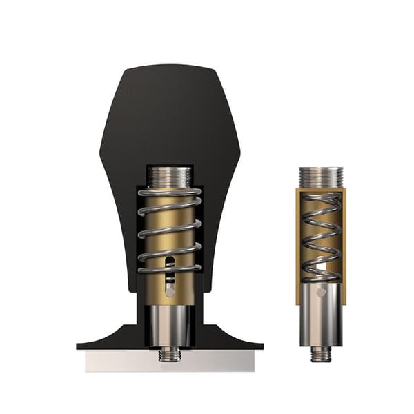 Coffee Tamper 53.3mm - Spring Tamper - Barista Espresso Tamper with 15lb/25lb/30lb Interchangeable Spring - Flat Base, Black