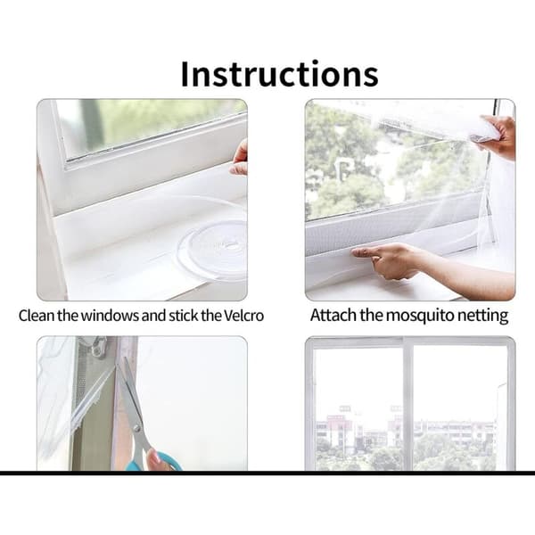 Fönsternät 2-pack 150x200cm Självhäftande Justerbart Insektsnät (Vitt)