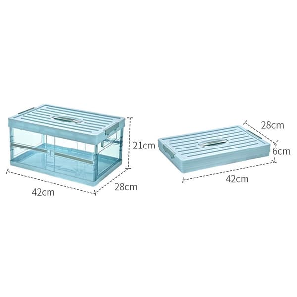 30L Foldable Storage Box with Lid Thick Waterproof Storage Box for Blanket Clothes Books Under Bed in Cars-Blue