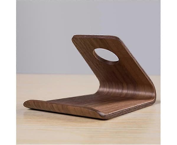 Retro Elegant Universal Hjemmekontor Skrivebord Mobiltelefon Træstativ Holder - Sort