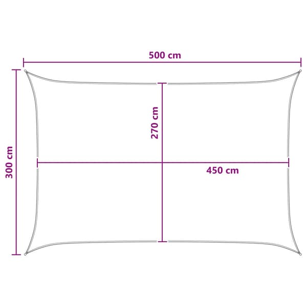 Solsejl Lysegrå og hvid. 3 x 5 m HDPE