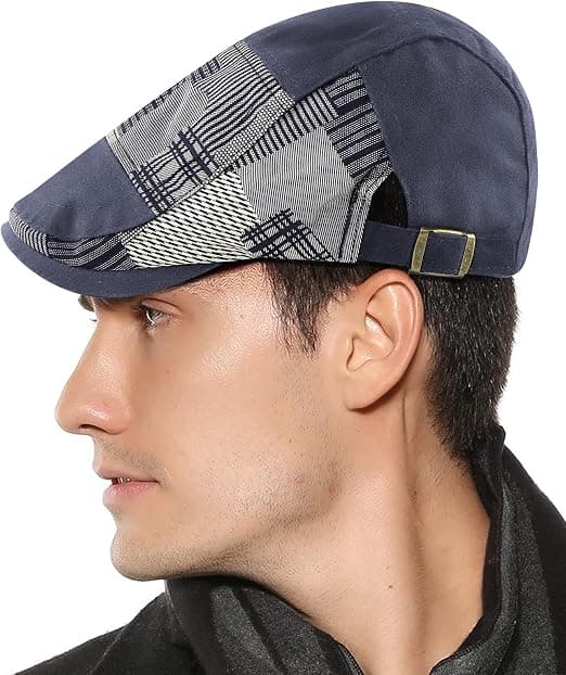 Hatt for menn i vintage-stil, flat PU-lær, justerbar, høst/vinter, etnisk