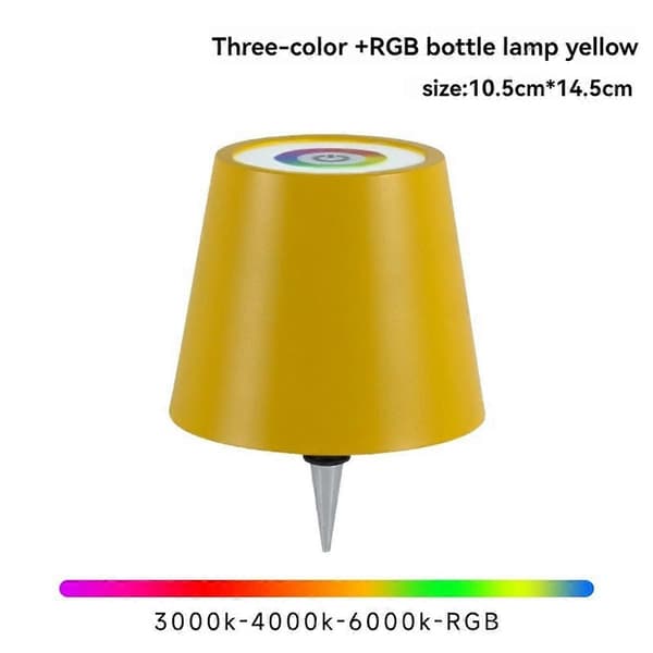 Langaton pullolamppu RGB-tilat ja 3 väriä portaaton himmennys pullolampunvarjostin ladattava pullolamppu