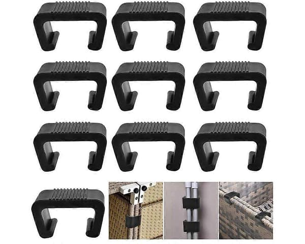 10 Stykker Sofa Rattan Stole Forbindelsesbeslag Klemme Udendørs Kurvemøbelklemmer (Sort)