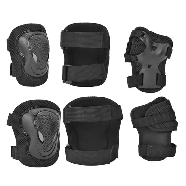 Thickened Protective Set for Roller Skates Knee Pads Elbow Pads Gloves for Adults (Black)
