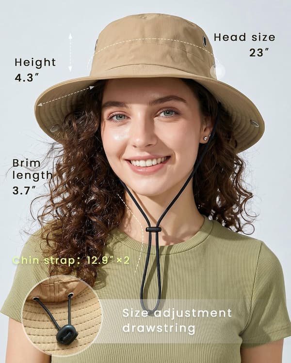 Safarihat til kvinder Udendørs vandrehatte Solhatte Fiskeri Havearbejde Lys Khaki Light Khaki