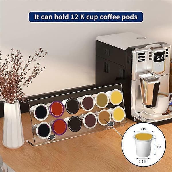 Holder, Coffee Holder for Under Cabinet Storage, Compatible with 12 Capsules, Space-Saving Coffee Pod Rack, Transparent