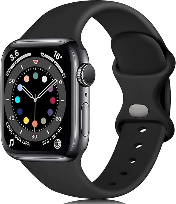 Silikonearmbånd (sort, stor) kompatibelt med Apple Watch-armbånd