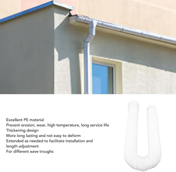 Flexible Downspout Extender for Gutters, Downspout Extender Diverter PE Extendable Drainage Extender, 50 to 150 cm (White)