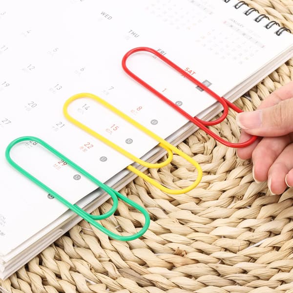 70 farvede store papirclips (10 cm)