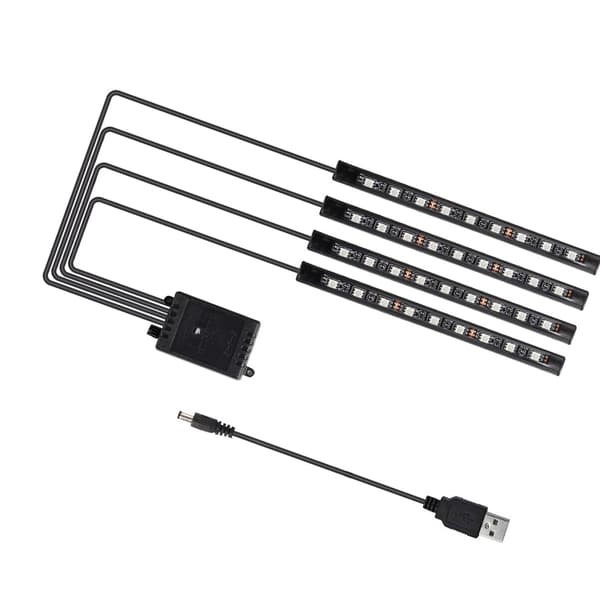Universal LED Car Interior Lighting, Remote Control, 36 Beads, Decorative Car Floor Lighting USB 5V