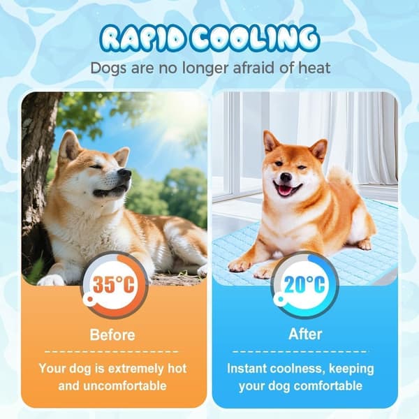 Kølemåtte til hunde, kølemåtter til kæledyr, kølige sommerunderlag til hunde og katte, maskinvaskbar (Blå, S: 50×40 cm | 20×16 \")