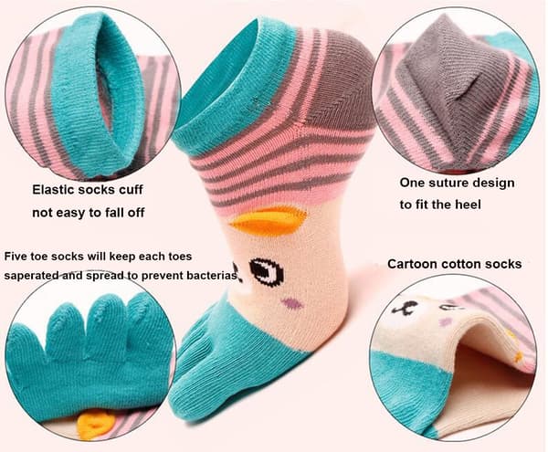 Creative Toe Socks, Short Cute Cotton Socks for Women, Low Cut Toe Socks, Cotton Ankle Socks for Running (5/6-Pack)