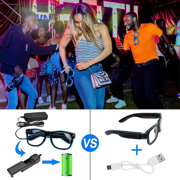 (Vit) Trådløse LED-lysglas 2-pak Glow in The Dark Neo