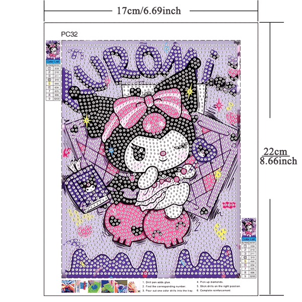 sanrio kuromi 5d gør-det-selv diamantmalingssæt med 5d Holdbart materiale Funktionelt design, Daglig brug Nem vedligeholdelse, Egnet PC32-Uden ramme PC32-No Frame