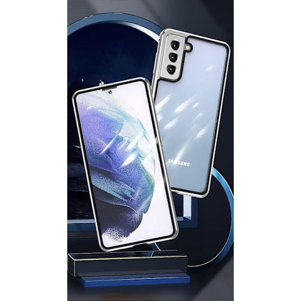 Sikkerhetslås Galaxy S23 Plus 6,6 tommer Deksel Magnetisk Adsorpsjon Støtsikker Aluminiumramme Dobbeltsidig Herdet Glassbeskyttelse (Grønn)