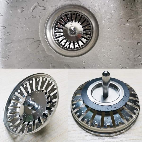 Stainless Steel Kitchen Strainer, Sink Strainer Plug, Dual-Function Strainer Plug, Drain Plug Replacement (Diameter: 84 mm)