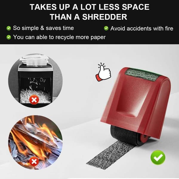 3-piece Identity Protection Roller, Refillable Self-Inking Anti-Theft Stamp Confidential Roller Stamp for Personal Messages