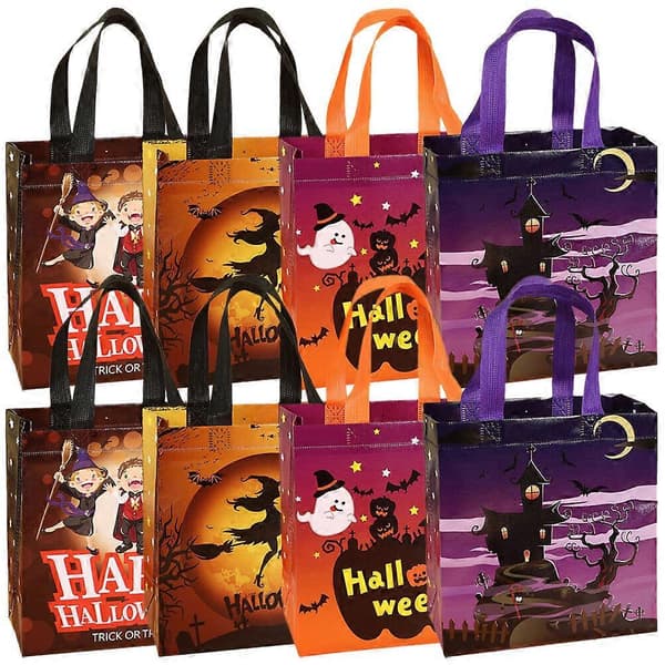 2025 8 st Halloween Presentpåsar Återanvändbara Presentinslagningspåsar Halloween Presentförpackningspåsar
