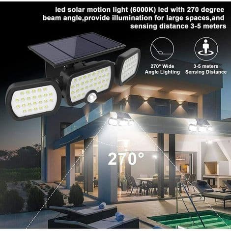 Udendørs solcellelamper (sæt med 2), 74 LED-perler, IP65 vandtæt, 360° vidvinkelbelysning