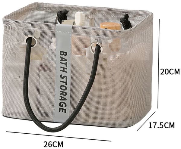 Bathroom Storage Rack - Shower Caddy - Suitable for Bathrooms, Dorms, Campsites, and Gyms - Small Grey
