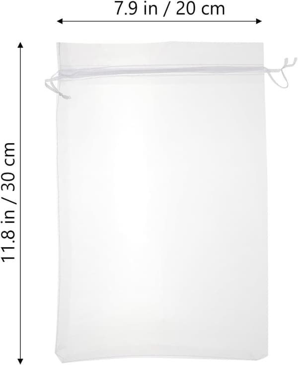 Fruktnätpåsar med dragsko 25 st organza polyester andas -