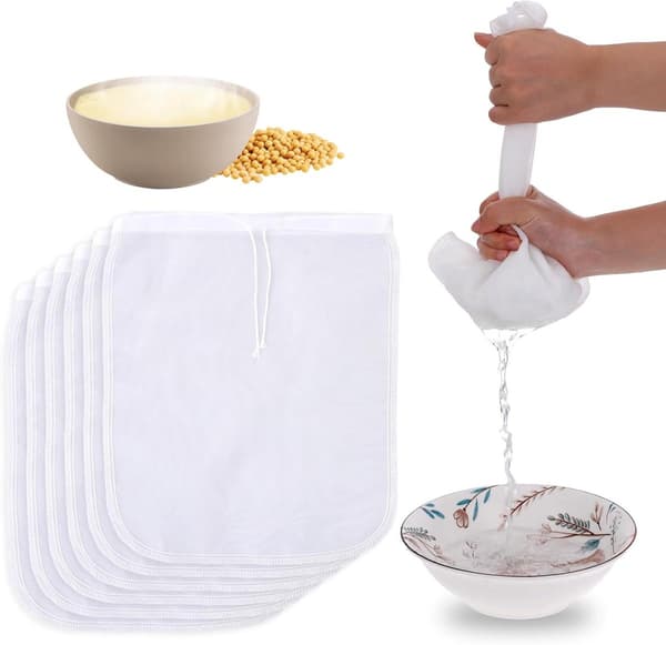 Pieces Nøddemælkspose til Si 30x25 cm Genanvendelig Nylon Osteklæde til Juice Kaffe Yoghurt Te ...