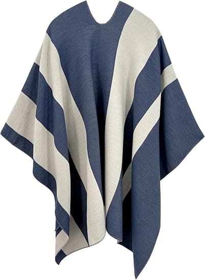 Dam Sjal Omlott Öppen Framsida Poncho Cape Kofta för Höst Vinter Resepresent