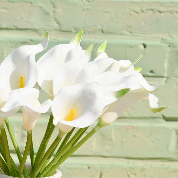 20 stilke kunstige rene callaliljer silkeblomster til hjem og køkken