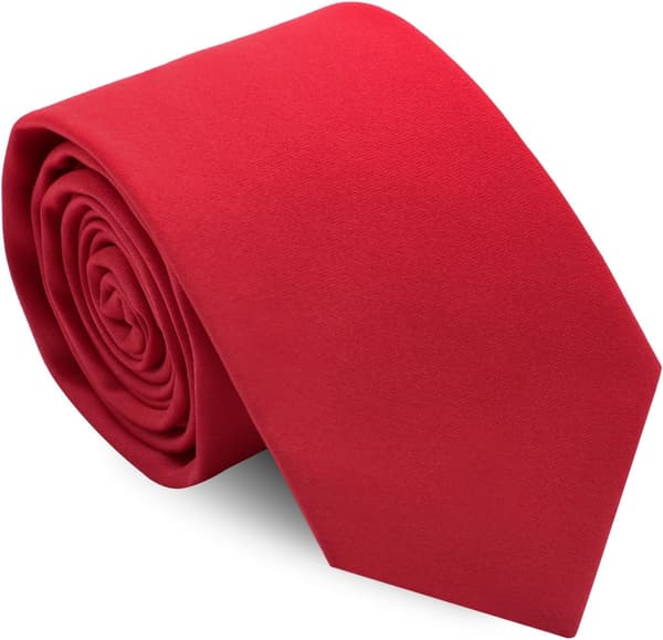 Gutteslips Svarte slips for gutt Ensfarget Selvbinder Barn Skole Bryllup Konfirmasjon Rød - Red
