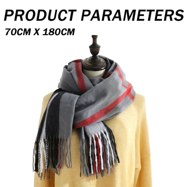 Ternet tæppe vintersjal til kvinder, langt ternet tæppe tykt oversized vinter/efterår varmt sjal stort tartan sjal omslagssjal grå