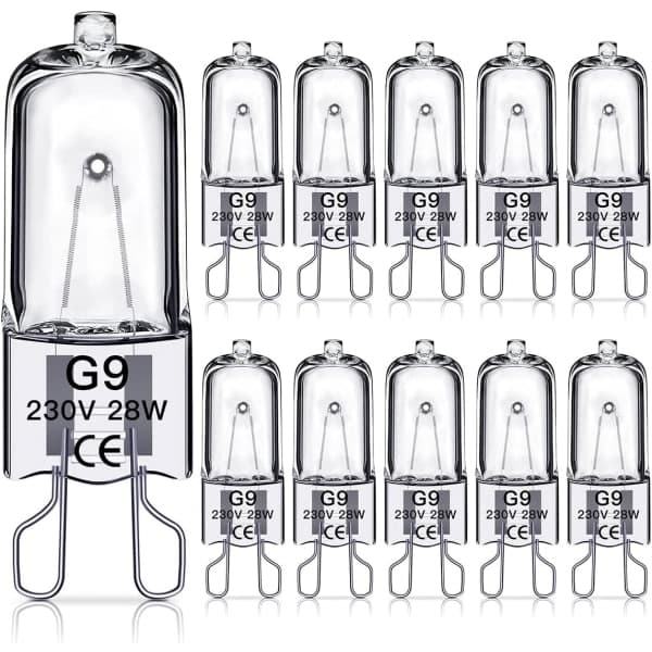 G9 halogenlampor, 230V, 10-pack 28W