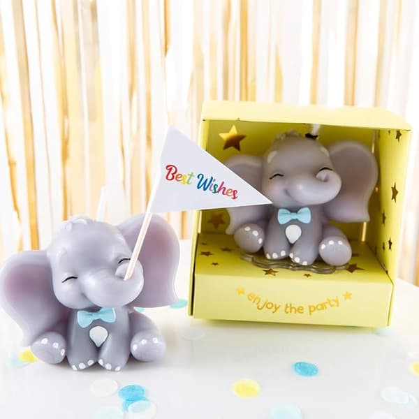 Söt elefantfödelsedagsfest, babyshower och bröllopspresent (babypojke)