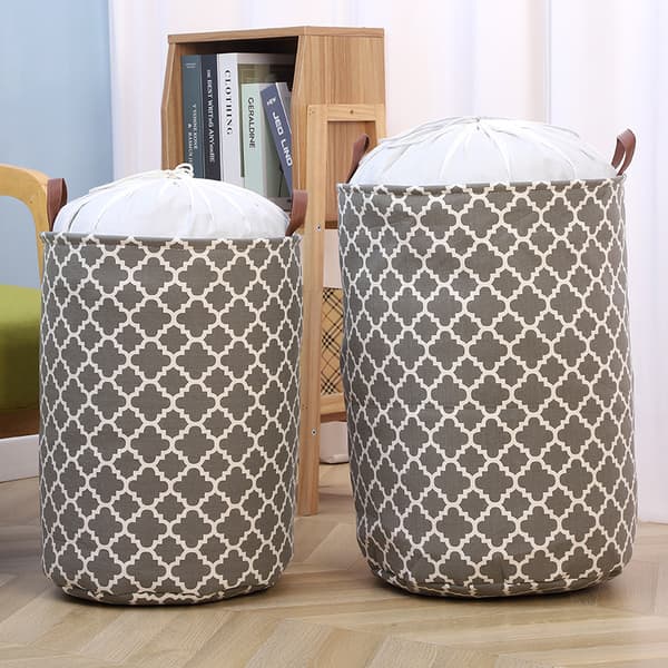 Large Laundry Basket with Durable Leather Handle, Thicker Waterproof