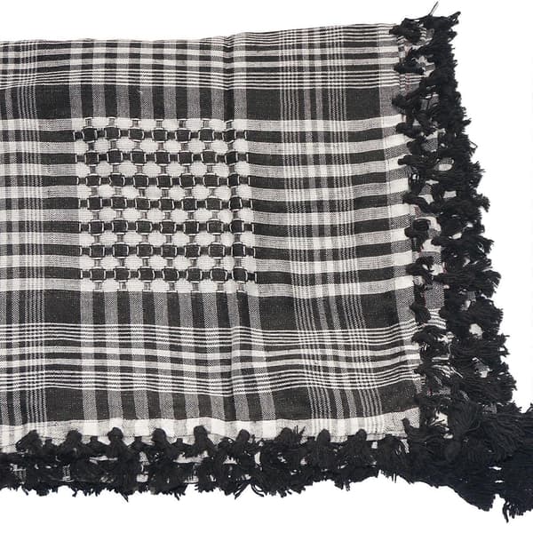 Pustende rutete Shemagh-skjerf for voksne, multifunksjonelt hodeplagg, justerbart religiøst skjerf, utendørs hodeplagg, oransje-lingling black and white