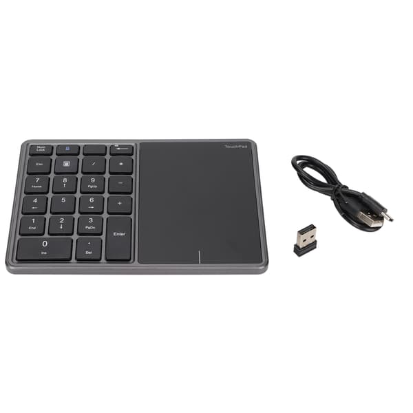 Trådlös numerisk knappsats Touchpad Design 22 tangenter 2.4G Dual Mode Anslutning Typ C Gränssnitt Bärbar Dator Tangentbord Grå 0.1 0.1