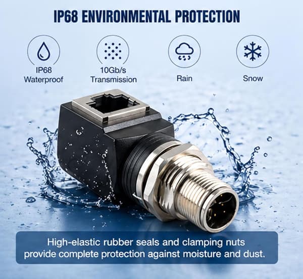 M12 X-Code 8-stifts till RJ45-adapter