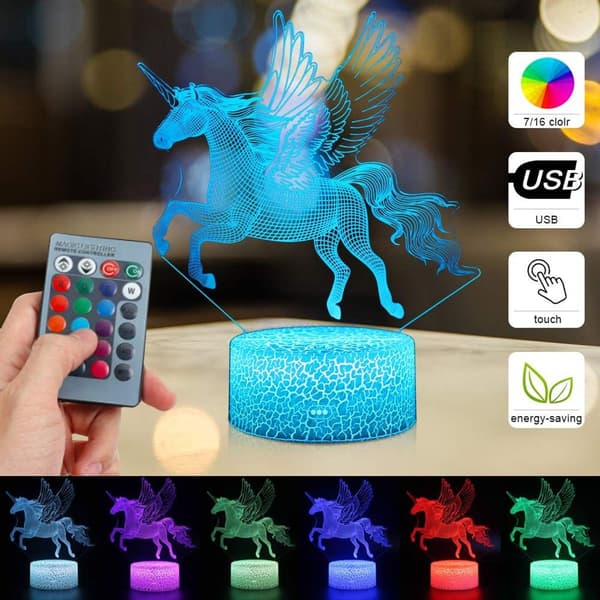Unicorn LED Night Light Lamp Room Party Decorations Decor Christmas KLB
