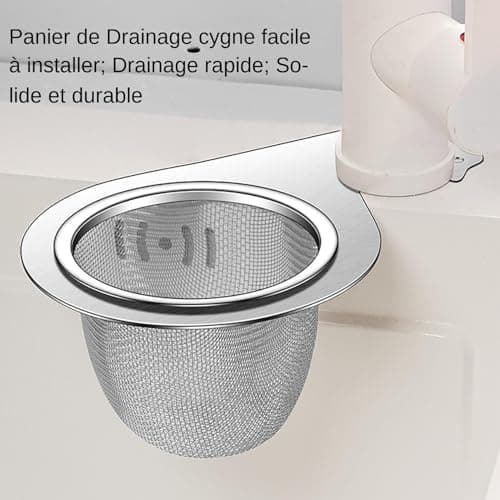 22x10.5x8cm Silver Swan-Shaped Strainer, Removable Kitchen Sink Strainer, Multifunctional Drain Basket