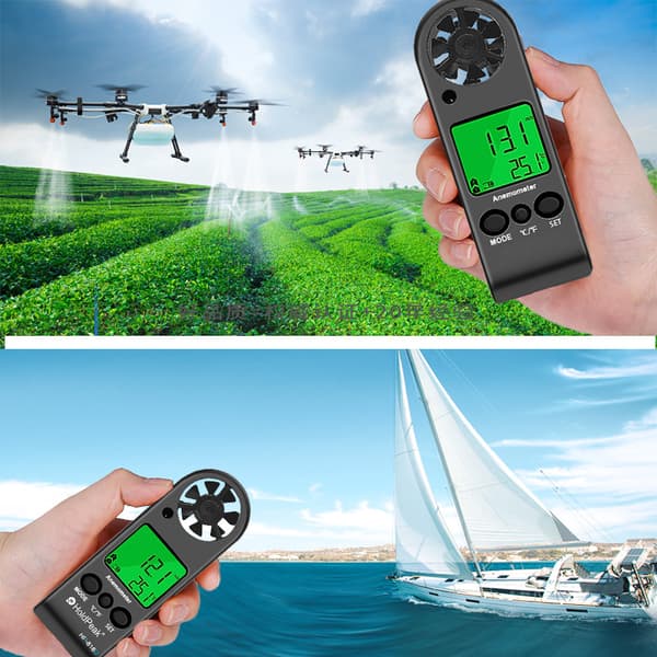 Handheld Digital Anemometer for Measuring Wind Speed, Temperature