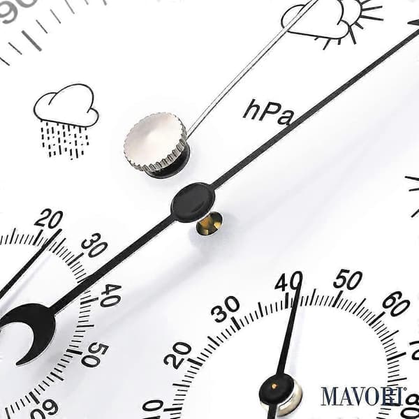 Analog innendørs/utendørs værstasjon, rustfritt stål - Inkluderer barometer, hygrometer og termometer