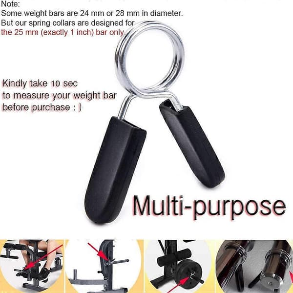 Spring Collar, 1 \" (25mm) for Smooth Dumbbell Handles or Standard Weightlifting Barbell 4pcs