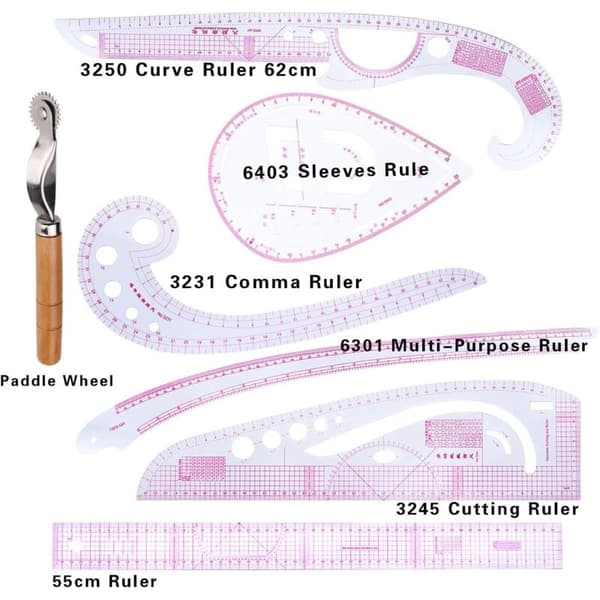 Sewing Ruler Ruler DIY Sewing Ruler Ruler Kit 7 Pieces Plastic Metric Ruler Curve Filing Rulers for Sewing Sewing Pattern Foldable Drawing Template for Sewing M