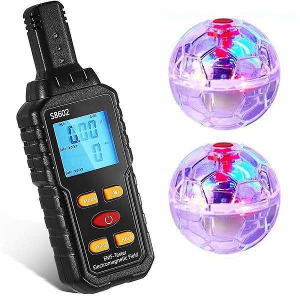 Ghost Hunting Equipment Kit, EMF Meter with 2 Motion Activated Glowing Balls, EMF Meter Detector Ghost Equipment-hy