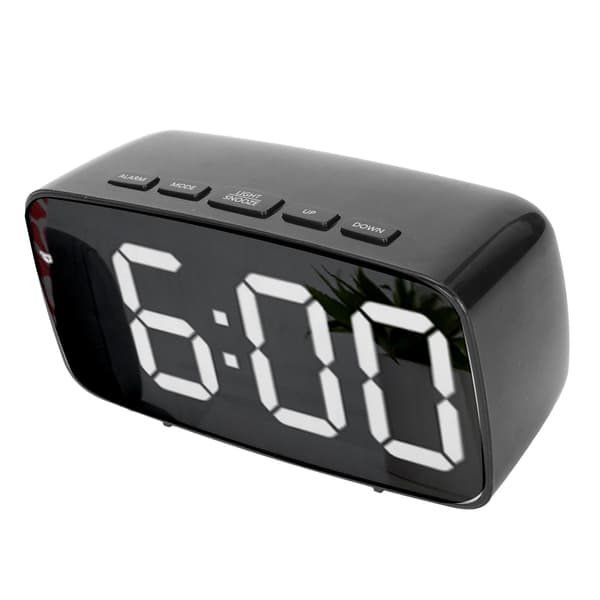 Digital väckarklocka Stor speglad LED-display Klocka Batteri USB-laddning Dubbel användning Elektronisk klocka för sovrum Studentrum