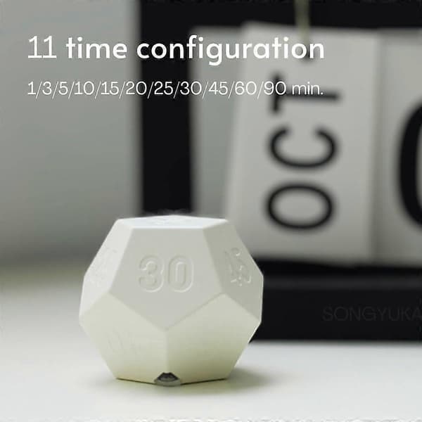 Kub Timer Roterende Produktivitets Timer - Oppladbar, Lyd Vibrasjon Lys Vekkerklokke Flip Timer for Tidsstyring Barn